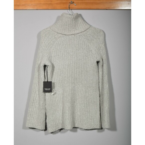 NEW Simply Vera Wang Wind Chime Gray Metallic Ribbed Turtleneck Sweater Sz XS - Picture 4 of 4